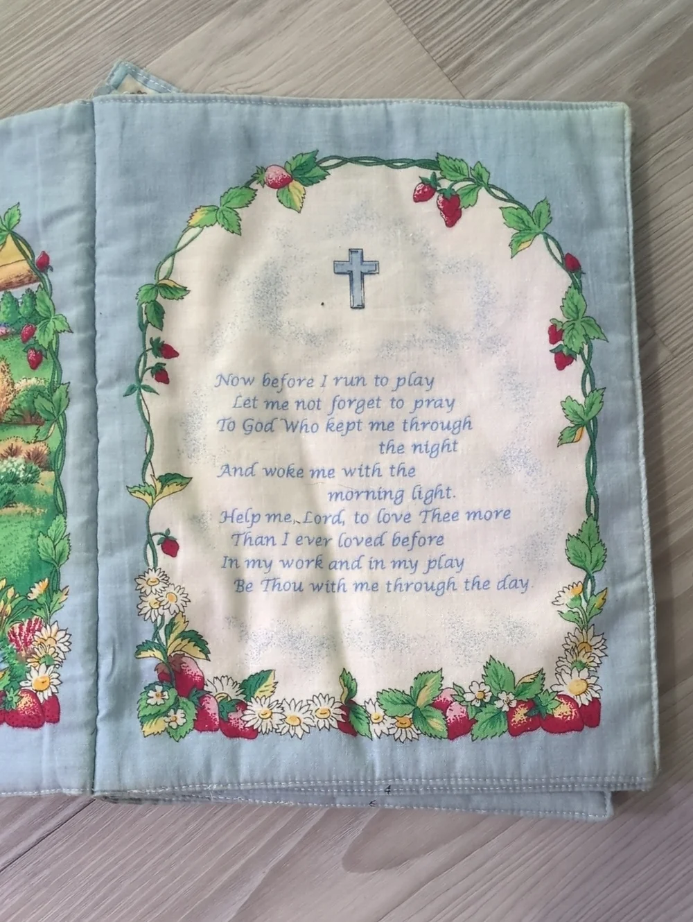 Vintage Soft Fabric Children's Prayer Book Cloth Quiet Book Baby Nursery Christi